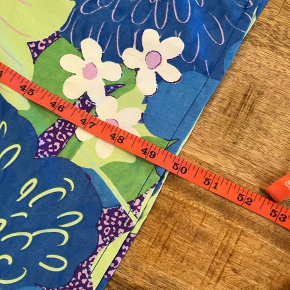 ASOS | Petite Satin Midi Tea Dress 8P Blue Green Abstract Floral Print - Picture 15 of 15